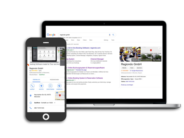 Optimiertes Google-Unternehmensprofil auf Smartphone und Desktop
